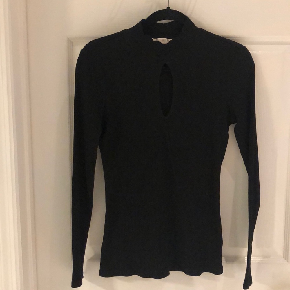 Boston Proper black tight-fitted long sleeved top